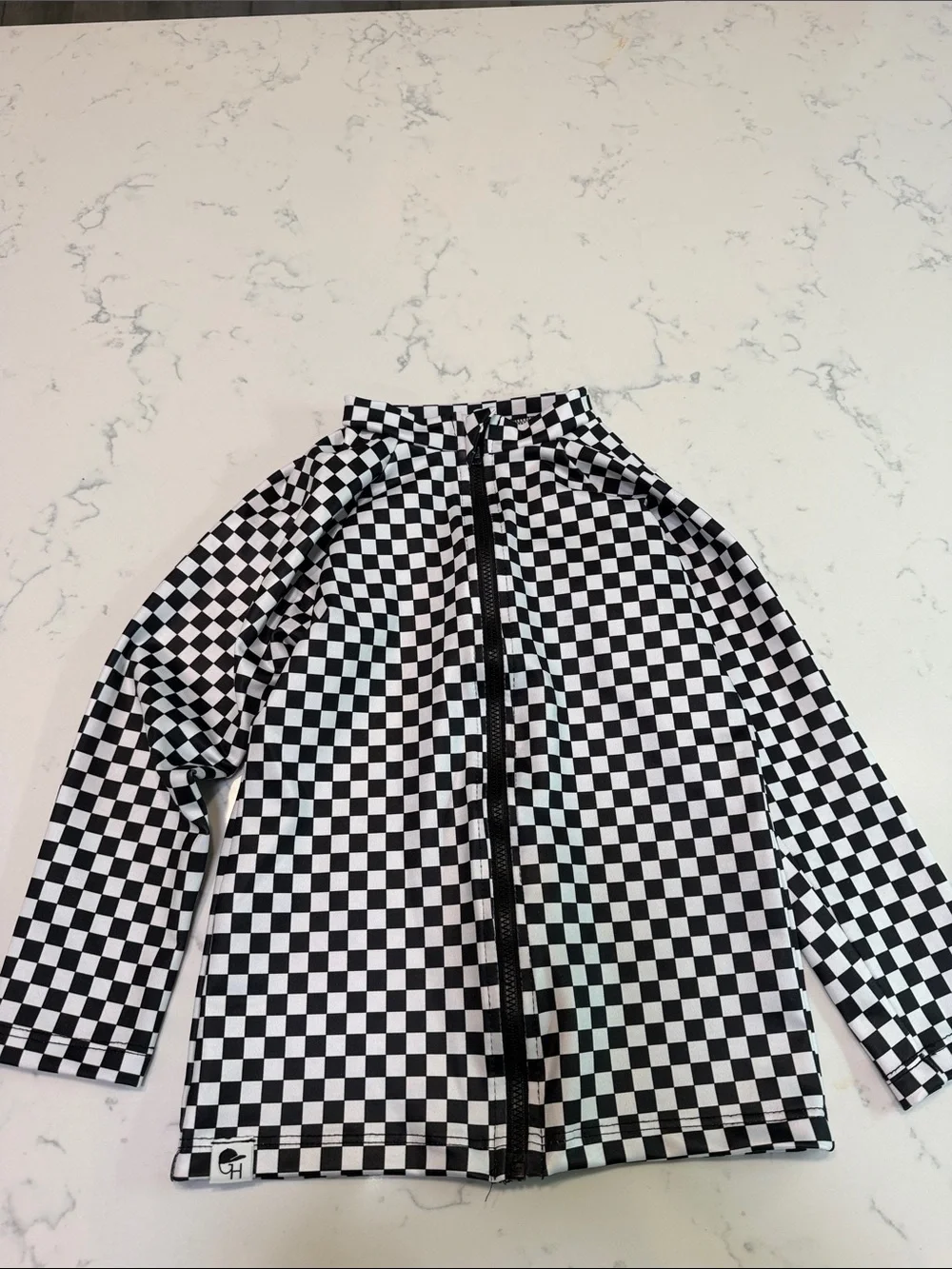 Checkerboard Kids Zip-Up Swim Sun Skirt - Black/White George Hats size 5/6